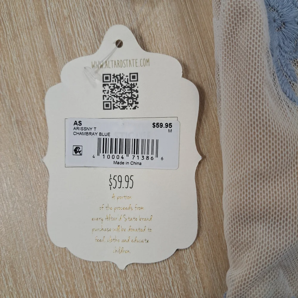 Elegant Blue Lace Floral Top - Picture 4 of 5